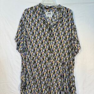 FLAX  by Jeanne Englehart Geometric Short Sleeve Jumpsuit  Large